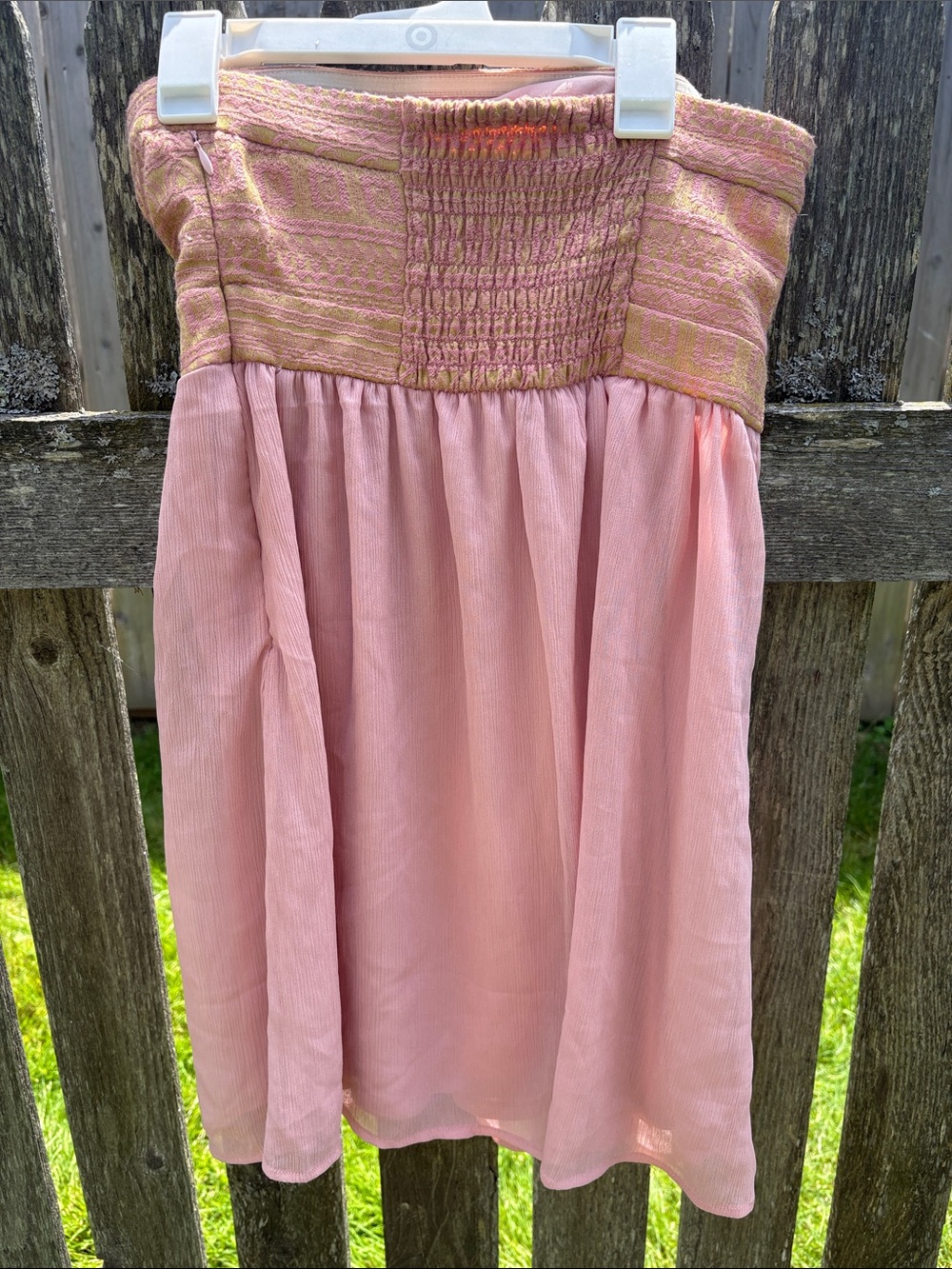 Pins & Needles Pink Textured Two-Tone strapless minidress - Picture 3 of 4